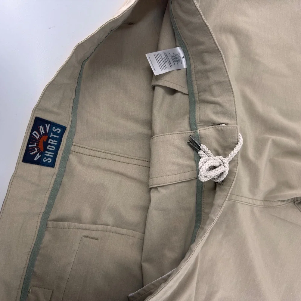 Faherty All Day Shorts Mens 38 Khaki Tan Stretch Hybrid Board Shorts 5